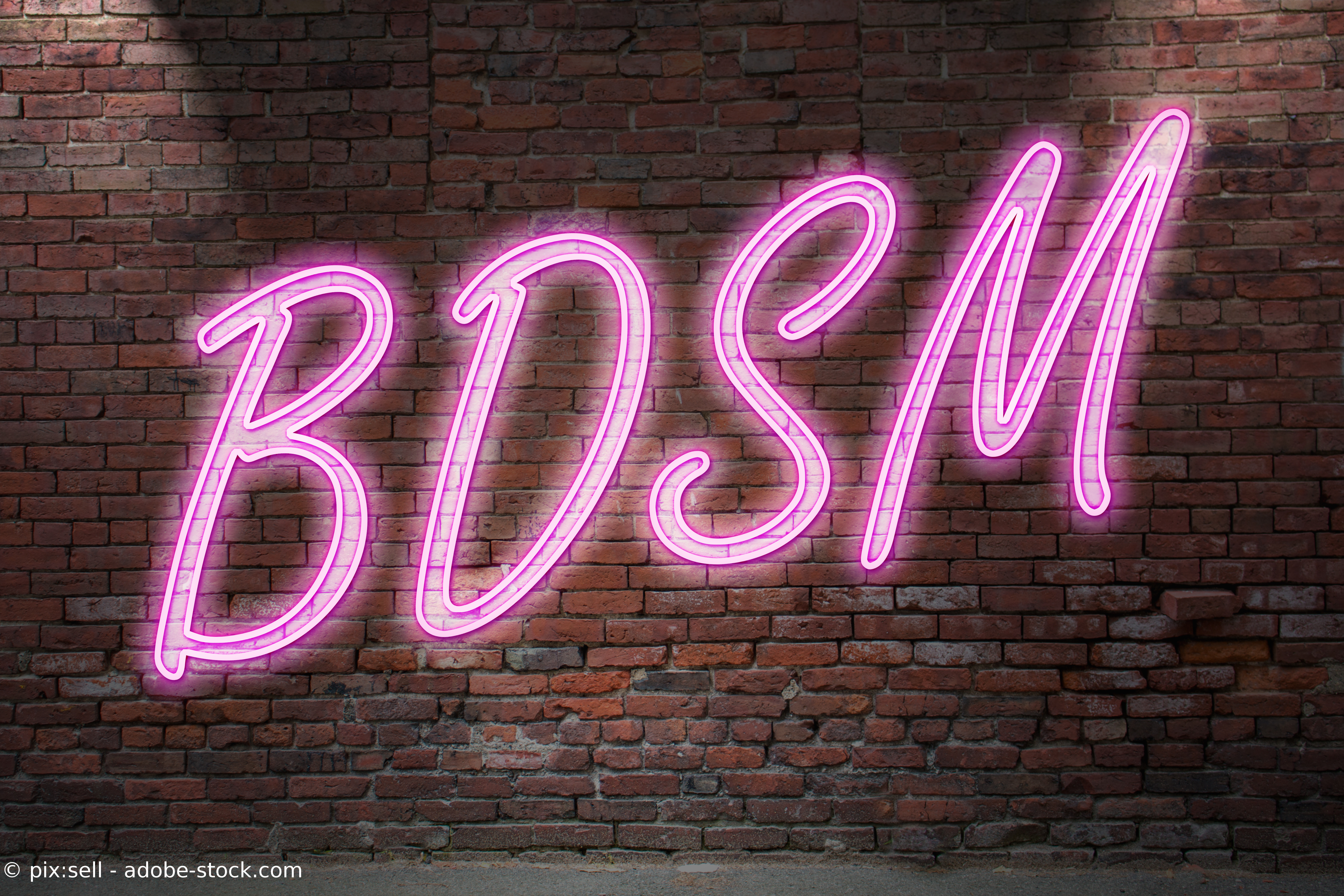 Eine Ziegelwand mit der Aufschrift "BDSM".
